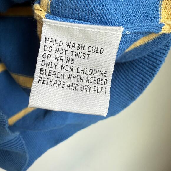 Talbots Vintage Striped Cotton Sweater Blue Yellow Short Sleeve Small - Picture 6 of 6